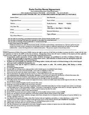 Parks Facility Rental Agreement