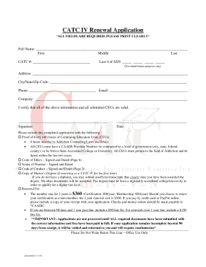CATC IV Renewal Application