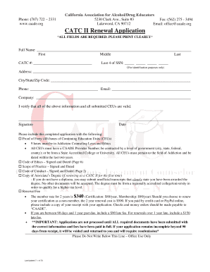 CATC II Renewal Application