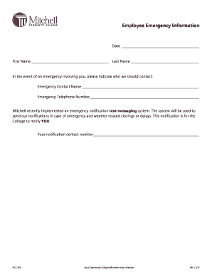 Employee Emergency Information Form