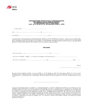 Dichiarazione Sostitutiva di Certificazione