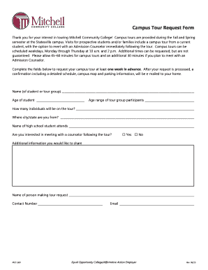 Permission slip to go out - MCC-580 Campus Tour Request Form - mitchellcc