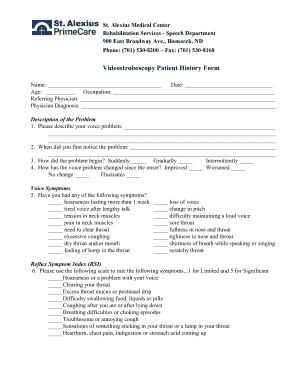 Videostroboscopy Patient History Form