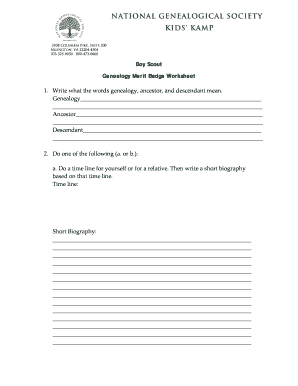 Boy Scout Genealogy Merit Badge Worksheet