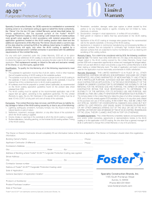 Foster 40-20 Fungicidal Protective Coating 10 Year Warranty