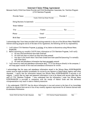 Internet Claim Filing Agreement