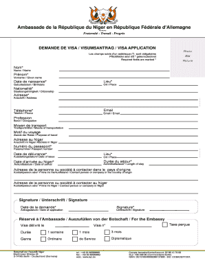 DEMANDE DE VISA / VISUMSANTRAG / VISA APPLICATION