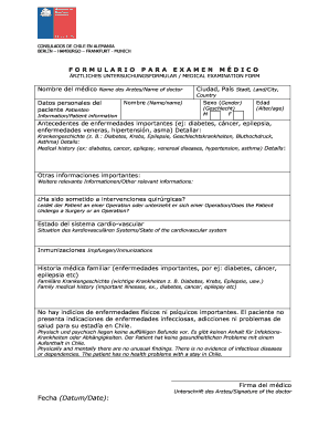 Formulario para Examen Médico