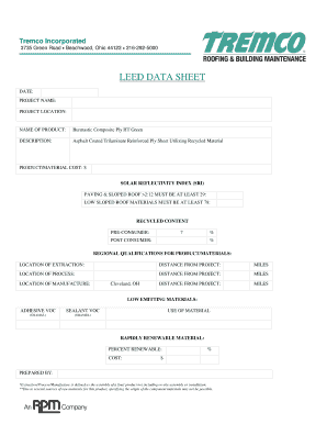 LEED Data Sheet for Burmastic Composite Ply HT Green