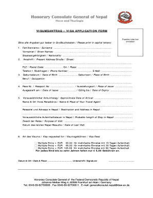 VISUMSANTRAG – VISA APPLICATION FORM