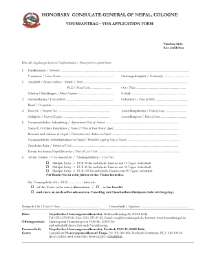 VISUMSANTRAG – VISA APPLICATION FORM