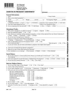 Diabetes in Pregnancy Assessment Form