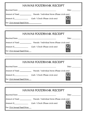 Hawaii Foodbank Receipt