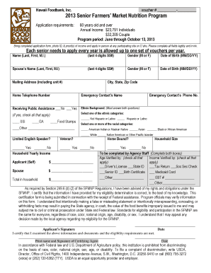 2013 Senior Farmers’ Market Nutrition Program Application