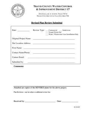 Revised Plan Review Submittal Form