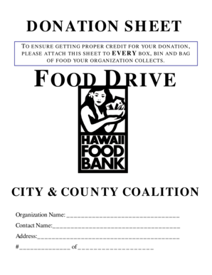 Food Drive Donation Sheet