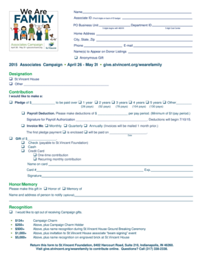 St.Vincent Associates Campaign Donation Form