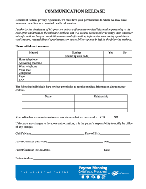 Communication Release Form