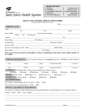 Adult Volunteer Application Form