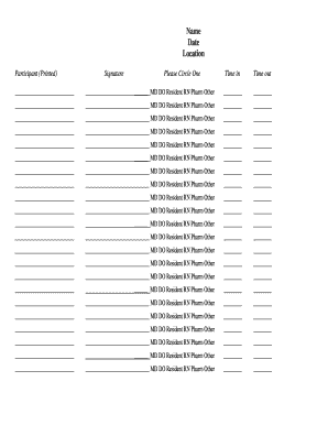 Healthcare Professional Attendance Form
