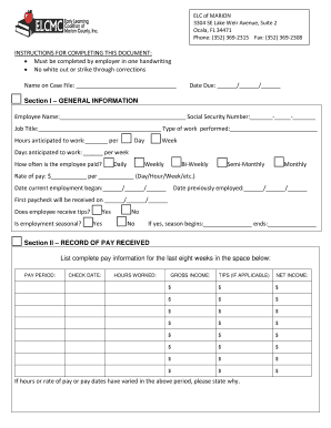 Florida Employer Loss of Income Form