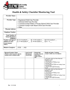 Florida Child Care Health and Safety Checklist
