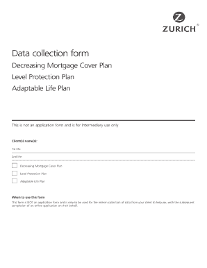 Zurich Life Insurance Data Collection Form