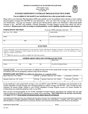 Michigan Teamsters Welfare Fund Flexible Dependent Coverage Election Form