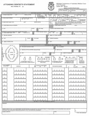 Attending Dentist's Statement Form