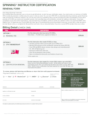 Spinning Instructor Certification Renewal Form