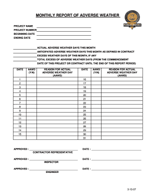 Monthly Report of Adverse Weather