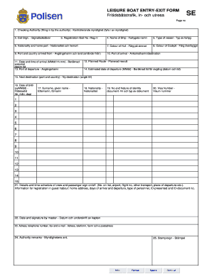 Leisure Boat Entry-Exit Form