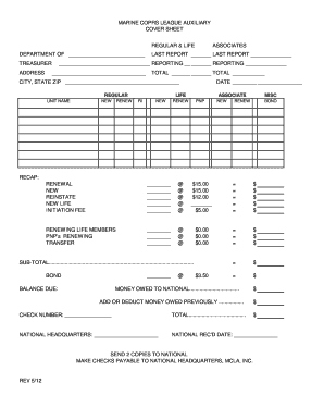 Marine Corps League Auxiliary Membership Report