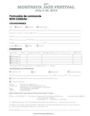 Formulaire de commande