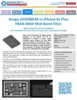 Avago AFEM8030 in iPhone 6s Plus FBAR-BAW Mid-Band Filter