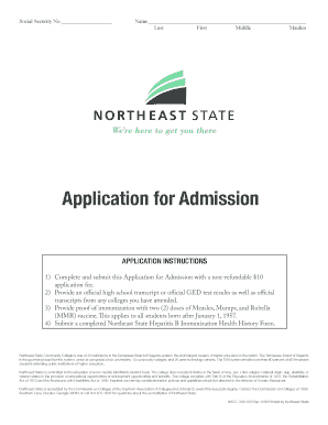 Northeast State Application for Admission
