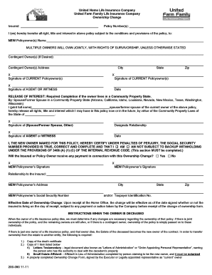Life Insurance Ownership Change Form