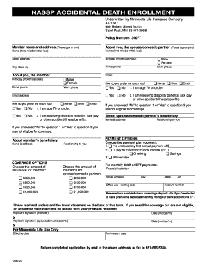 NASSP Accidental Death Enrollment Form