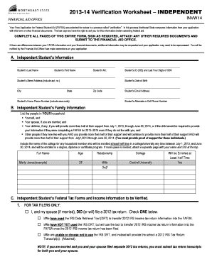 2013-14 Verification Worksheet