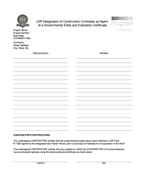 LDR Designation of Construction Contractor as Agent