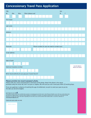 Concessionary Travel Pass Application