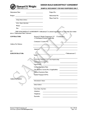 Design Build Subcontract Agreement