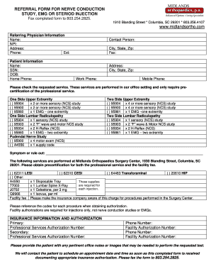 Referral Form for Nerve Conduction Study or Steroid Injection