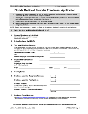 Florida Medicaid Provider Enrollment Application