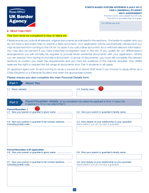 UK Tier 4 Student Self-Assessment Form