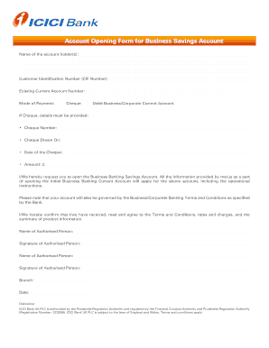 Business Savings Account Opening Form