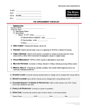 Arraignment Checklist