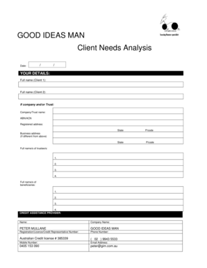 Australian Credit Assistance Application Form