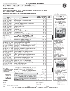 Knights of Columbus Christmas Card Order Form