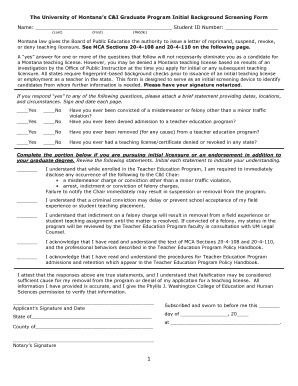 Montana Teaching License Background Screening Form